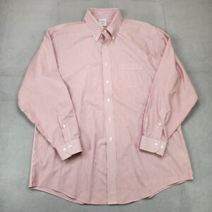 Brooks Brothers Regent Dress Shirt Men's 18-4/5 Red Striped Button Down Non-Iron